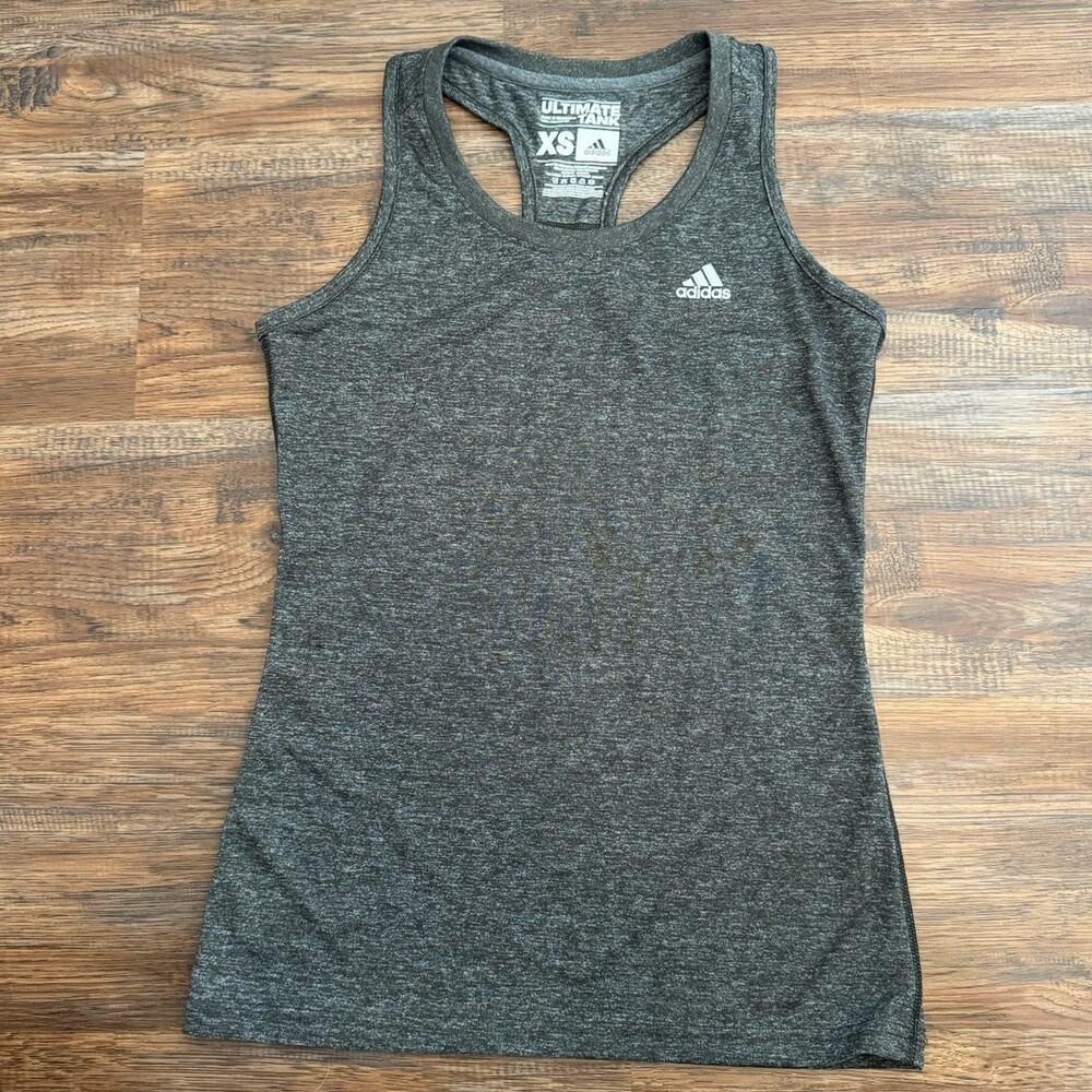 Adidas XS Climalite Ultimate tank, heathered dark gray, athletic tank